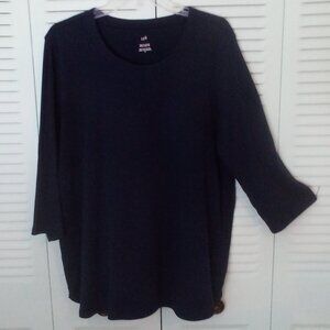 J.JILL XL 100% PIMA COTTON 3/4 SLEEVE SCOOP-NECK TEE ROUNDED HEM CLOSET STAPLE